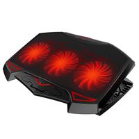 FKYTION Laptop Cooling Pad Portable Slim Laptop Cooling Stand Holder Riser with LED Lights, with 3 Quiet Fan Fans Dual 2.0 USB Ports Five Adjustment Angles Suitable for All 14-17 Inch Laptops (Black)