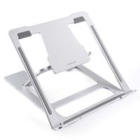 MOSISO Foldable Laptop Stand Up to 15.6 Inch, 6 Adjustable Gears Aluminum Desk Cooling Holder Support Bracket Compatible with MacBook Air/Pro/iPad Pro/Air/Surface Pro/Book Laptop Notebook, Silver