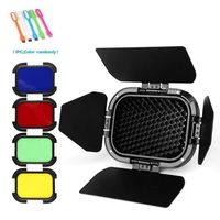 Godox BD-07 Barn Door with Honeycomb Grid and 4 Color Gel Filters for Godox AD200 ,AD200Pro Pocket Speedlite Flash Head with USB LED