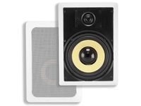 Monoprice 2-Way Fiber In-Wall Speakers - 8 Inch (Pair) Titanium Silk Dome Tweeters - Caliber Series