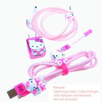 Tospania Cable Protector/Wire Organizer/Pet Cord Protector/DIY Wire Protector, Spiral Cable Cover Wrap Strain Relief Tube Charger Cord Sleeve Compatible for iPhone iPad iPod iWatch (Pink Hello Kitty)
