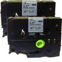 NEOUZA 2PK Compatible for Brother P-Touch Laminated TZe TZ Label Tape Cartridge 12mm x 8m (TZ-SM931 TZe-SM931 Extra Strength Black on Matt Silver)