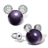 Shiny Purple Pearl Earrings for Women, Mouse Stud Earrings, Cute Mikey Earrings, Friendship Earrings