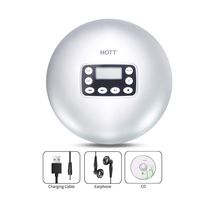Portable CD Player, HOTT CD611 Personal Compact Disc Player with with LCD Display, Stereo Earbuds and USB Charging Cable, Electronic Skip Protection Anti-Shock Function - Silver