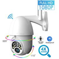 Fsskgx 360 Degree Wireless WiFi IP Camera 1080P Outdoor PTZ 2.0MP Waterproof Cam Support Two-Way Audio - US Plug