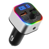 (Upgraded) V5.0 Bluetooth FM Transmitter for Car, 6 Color RGB LED Backlit Bluetooth Car Radio Adapter, Dual USB Ports QC3.0 Charging, Support USB Flash Drive, SD Card, Handsfree Car Kit (Silver)