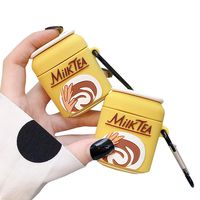 ICI-Rencontrer Creative 3D Sweet Ice Cream Cup Design Airpods Case Cute Leisure Food Airpods Accessories Soft Silicone Protective Bluetooth Wireless Earphone Charging Case Yellow