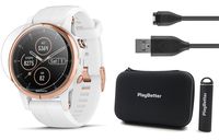 Garmin Fenix 5S Plus+ Sapphire (Rose Gold) GPS Watch Bundle | +Screen Protectors, PlayBetter Portable Charger & Protective Case | TOPO Maps, Garmin Pay, Spotify + Music