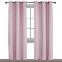 NICETOWN Nursery Essential Thermal Insulated Solid Grommet Top Blackout Curtains/Drapes (1 Pair, 42 x 84 inches in Baby Pink)