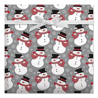 Smiling Snowmen Christmas Jumbo Rolled Gift Wrap - 1 Giant Roll, 23 Inches Wide by 35 feet Long, Heavyweight, Tear-Resistant, Holiday Wrapping Paper
