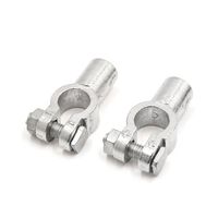 uxcell 2 Pcs Universal Positive Negative Port Battery Terminals Clamp Connector Clip Silver Tone