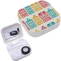 Portable Contact Lens Case Box Travel Kit Mirror + Bottle + Tweezers Container Holder [ House Dutch Amsterdam ]