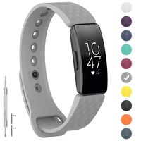 GVFM Compatible with Fitbit Inspire/Inspire HR Bands, Adjustable Soft Silicone Bracelet Accessories Sport Strap for Women Men Wristbands (Large: 6.7-8.1 inch, Gray)
