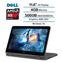 Dell Inspiron 11.6 inch Touchscreen 360 Convertible 2 in 1 Laptop, 11.6 HD (1366 x 768) Display, AMD A9-9420e 2.6GHz, 4GB DDR4 RAM, 500GB HDD, AMD APU, Windows 10