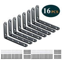 Shelf Brackets 16pcs Corner Brace Black Steel L Brackets for Shelves 5 Inch x 3 Inch Decorative Corner Brackets for Wall Joint Angle Brackets for Shelf with Screws (3x5 inch-16pcs)