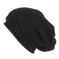 YANG-YI 2017 Women Men Hats Baggy Warm Crochet Winter Knit Ski Beanie Skull Slouchy Caps Hat (Black, one Size)