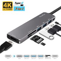 USB C Hub HDMI, MosKee 7-in-1 USB C Adapter, USB Type C Hub Mult-Port Dongle 4K USB C to HDMI, Type-C PD Charging Port, USB 3.0 Ports, SD/MicroSD Card Reader for MacBook Chromebook DELL XP and More