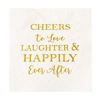 Crisky 50 Count Bridal Shower Napkins Disposable Cocktail Napkins 3-Ply Gold Foil Text Beverage Napkins for Engagement Party Decorations & Wedding Shower