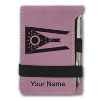 Mini Notepad, Flag of Ohio, Personalized Engraving Included (Pink)
