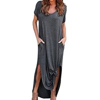 Women Dress, Womens Loose Summer Beach Gallus Short Sleeves Floor-Length Long Dress-SUNSEE