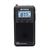 Retekess TR103 Mini FM MW Radio with Shortwave Digital Tuning Radio Support TF Card with Rechargeable Battery LCD Display with Backlight (Black)