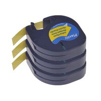 KCMYTONER 3 Pack Compatible for DYMO LetraTag Tape 91332 (S0721620) Black on Yellow Plastic Tape for DYMO Label Maker LetraTag Plus LT100H LT100T QX50 2000 XR (1/2 Inch x 13 Feet 12mm x 4m)