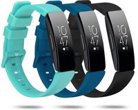 Newnal Compatible with Fitbit Inspire HR Bands/Inspire Band/Ace 2 Bands for Kids Women Men Small Large, Silicone Replacement Sports Wrist Bands (Teal Navy Blue Black, Large: 7.1" -8.7" Wrist)