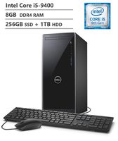 2019 Dell Inspiron 3670 Desktop, 9th Gen Intel Core i5-9400 Six-Core Processor, 8GB RAM, 256GB PCIe SSD(Boot) + 1TB HDD, WiFi + Bluetooth, HDMI, VGA, Multi-Card Reader, DVD-RW, Windows 10