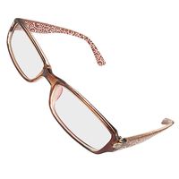 uxcell Lady Brown Full Frame Floral Arm MC Lens Plain Glasses