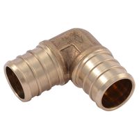 SharkBite UC256LFA10 3/4" 90 Degree Elbow PEX Barb Fitting (10-Pack), 10 Pack, Brass