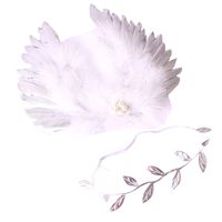 Tinksky Sweet Newborn Baby Girls Photo Prop Angle Wing with Leaf Headband Set Gift for Baby Shower (Silver)