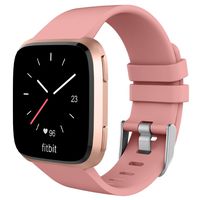 UMTELE for Fitbit Versa Bands, Silicone Replacement Sport Strap with Metal Buckle for Fitbit Versa, Small, Pink