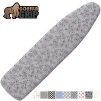 Gorilla Grip Reflective Silicone Ironing Board Cover, 15x54, Fits Large and Standard Boards, Pads Resist Scorching and Staining, Elastic Edge Covers, Thick Padding, No Fasteners Needed, Gray Floral