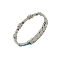 HL HealthyLine - Stainless Steel Magnetic Power Bracelet - Magnets- Negative Ions - Far Infrared Rays (FIR) - Germanium - Gift Box Inc (Silver & Blue)