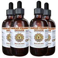 Psyllium Liquid Extract, Psyllium (Plantago Psyllium) Tincture, Herbal Supplement, Hawaii Pharm, Made in USA, 4x4 fl.oz