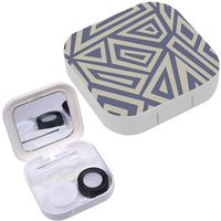Portable Contact Lens Case Box Travel Kit Mirror + Bottle + Tweezers Container Holder [ Geometric ]