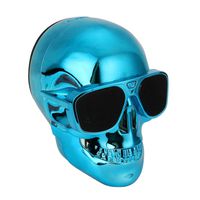 Halloween Party Lound Speakers,Pocciol Creative Skull Metallic Shape Wireless Bluetooth Speaker Subwoofer Mobile Speakers (Blue)