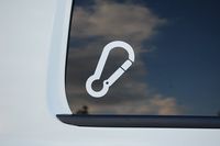Rock Climbing Climber Carabiner Sticker Vinyl Decal CHOOSE COLOR & SIZE!! Mountaineering Knot Rope Black Diamond Camp Climb X Climbtech Car Window Laptop Tumbler (V531) (4" X 2", White)