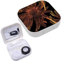 Portable Contact Lens Case Box Travel Kit Mirror + Bottle + Tweezers Container Holder [ Chamomile Design ]