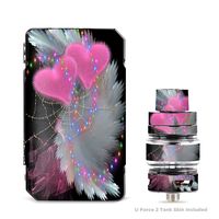IT'S A SKIN Decal Vinyl Wrap for VooPoo Drag Mini & UForce T2 Tank Vape Sticker Sleeve Cover/Mystic Pink Hearts Feathers