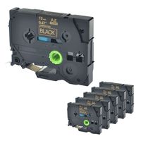 NineLeaf 6 Pack Gold on Black Label Tape Compatible for Brother TZ TZe TZ 334 TZe 334 1/2 inch for P-Touch GL-100 PT-1000 PT-1010 PT-1100 PT-1170 PT-11Q PT-1280 PT-18R PT-2030 PT-D210BK Printer