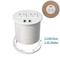 Leopardprintfans Desktop Power Outlet Hidden Power Grommet with 2 USB Charger and 2 Power Socket,Desk Hole Grommet Outlet with 6ft Extension Power Cords (White)