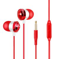 YOOKIE Earphones with Microphone in-Ear Crystal Noise Cancelling Headphones Earbuds for iPhone Samsung Smartphones Tablets Laptops Durable Cable Powerful Heavy Deep Bass (Red)