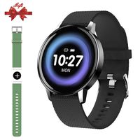 CZ Smart Watch for Android and iOS Phone 2019 Version IP68 Waterproof, Fitness Tracker Watch,Blood Pressure,Blood Oxygen Measurement,1.22 inch,Alternative 2 Soft Silicon Band(Black & Green)
