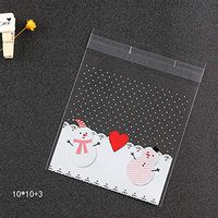 Minelife Christmas Candy Bags (100 Pieces), Clear Cellophane Bag, Christmas Gift Bags, Christmas Self Adhesive Cookie Candy Bags for Party Gift Supplies (Heart Snowman)