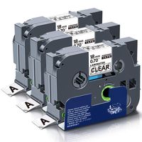 Absonic Tze-141 Tze 141 Black on Clear 18mm P Touch Laminated Label Tape Compatible for Brother PTD400AD PT-D400VP PTD600 PTD600VP PT-P750W PT-1890C PT-D450 PT-H300, 3/4in x 26.2ft, 3-Pack