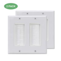 Brush Wall Plate Double Gang 2Pack,Cable Cover Brush Style Opening Passthrough in-Wall Installation for Speaker Wires,Coaxial Cables, HDTV HDMI Home Theater Systems ...