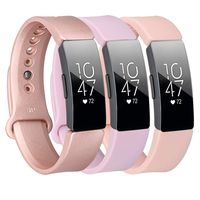Baaletc Bands Compatible with Fitbit Inspire Hr&Inspire&Ace 2 Accessories Band Sport Strap Inspire Hr Bands for Women(Rose Gold/Violet/Naked Powder 3Pack Small)