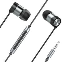 BOTUO Wired Bass Earbuds with Microphone and Remote Stereo Ear Earphones Headphones for iOS and Adroid Cell Phone Gray