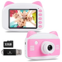 Kids Camera - Seanme 2019 New Upgraded Children Digital Camera Gift Toy for 3~12-Year-Old Boys/Girls, Child Camera Camcorder with Bonus 32GB TF Card & Card Reader (Pink)